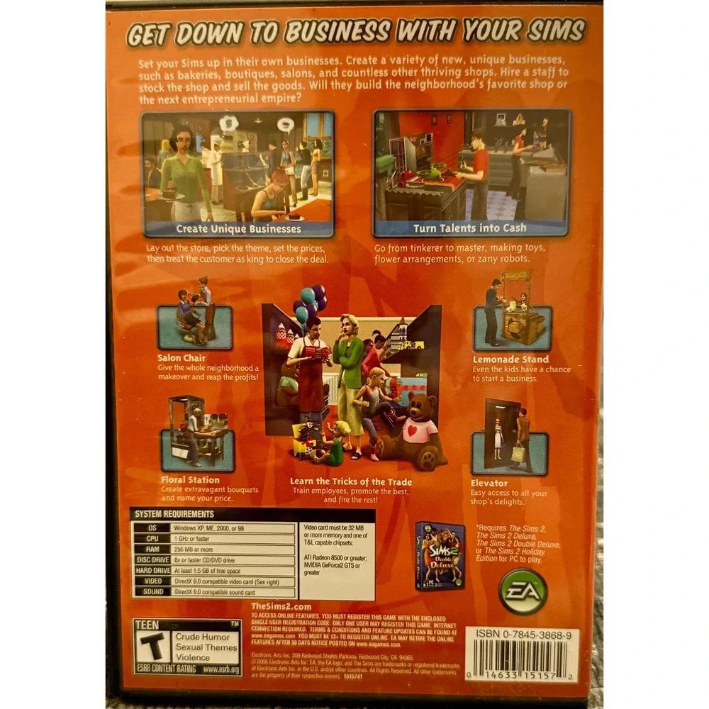 The Sims 2 Open for Business PC Game Teen Excellent Expansion Pack